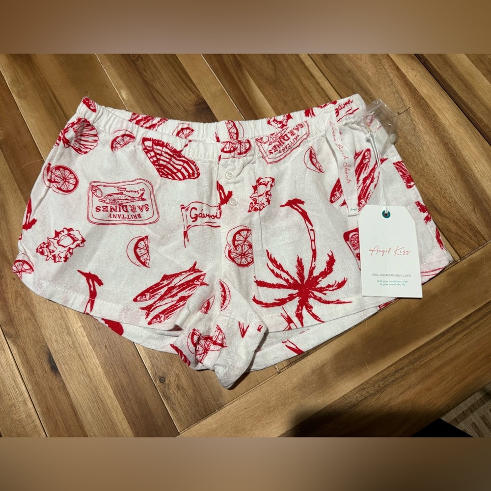 NWT Angel kiss linen blend beach shorts medium